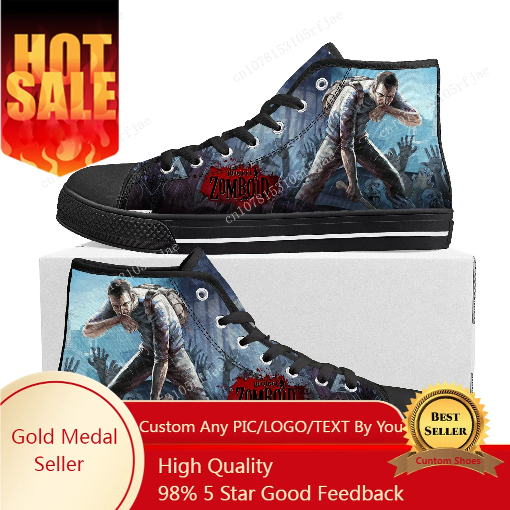 Project Zomboid High Top Sneakers Cartoon Game Men Women Teenager Fashion High Quality Canvas Sneaker Custom Built Couple Shoes