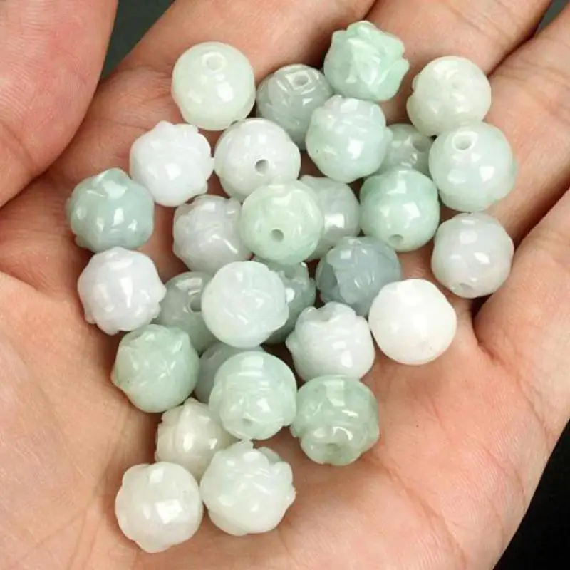 Natural Myanmar Jadeite Grade A Burma Jade Rose Flower Beads For Jewelry Making Diy Bracelet Beaded Necklace Charms Accessories