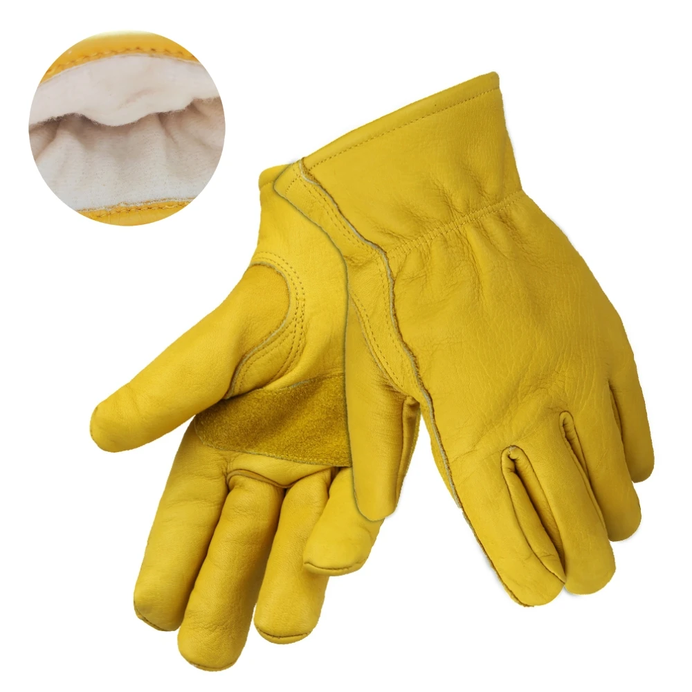Winter Work Gloves Leather Insulated Thermal Motorcycle Glove Cold Weather Cotton Lining freezer Working Glove