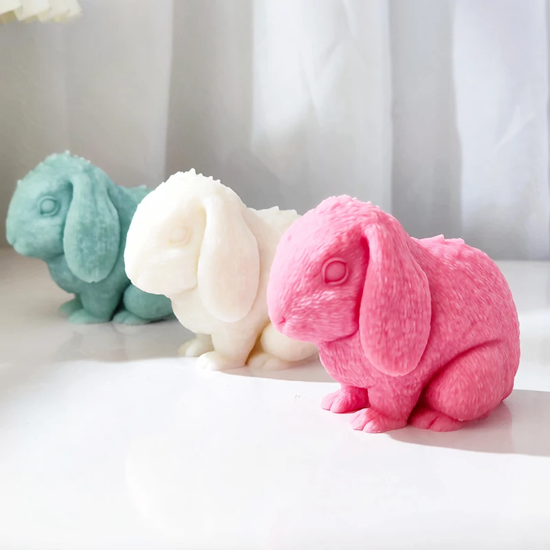 Big eyed and long eared rabbit mold, handmade aromatherapy rabbit candle, gypsum rabbit decorative cake mold