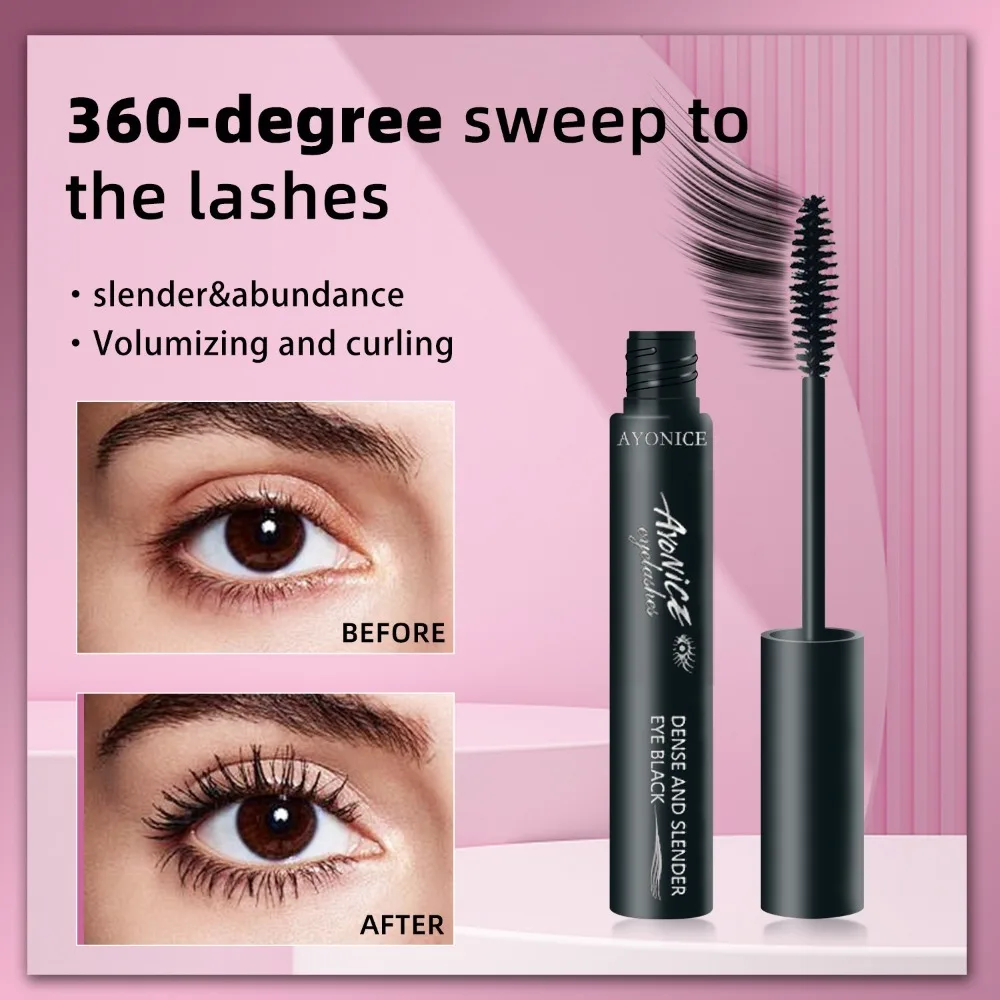 ใหม่กันน้ํามาสคาร่าสีดํา Curling ยาวมาสคาร่าไฟเบอร์ยาวนาน Natural Eyelash Extension แปรงแต่งหน้าเครื่องมือ