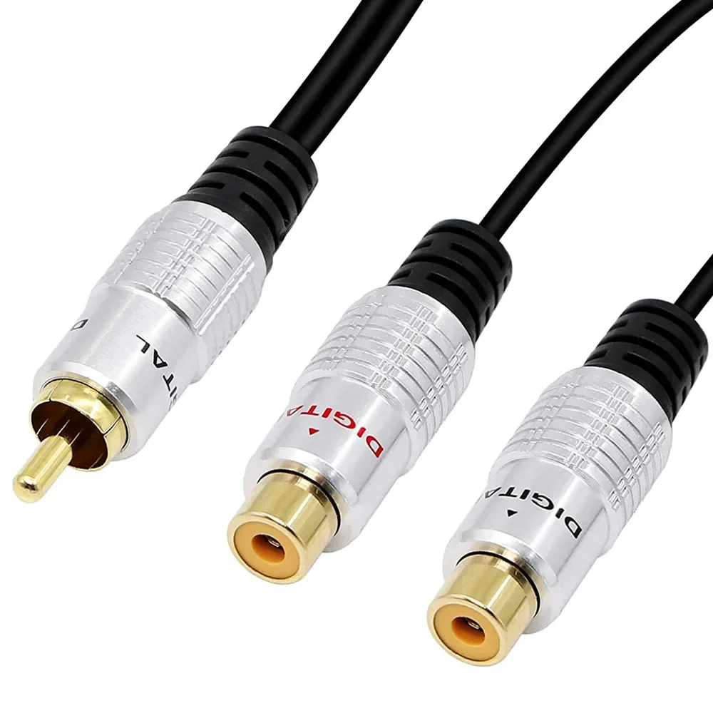 RCA Y-Adapter Audio Cable,RCA Splitter Cable 1 RCA Mono Male to 2 RCA Phono Female Y Adapter Cord (RCA Male to 2 Female)