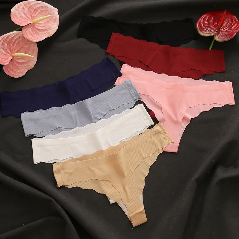 10PCS/Set Sexy Thong Women's Ice Silk Panties Seamless Female Underwear Temptation Solid Fitness Lady G-String Lingerie