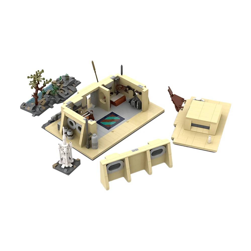 MOC Space Movies Desert Cabin Model importer décennie ks, Classic hypothécaire ooineeds House Architecture Bricks, Throness Room Toy, Kids Gift