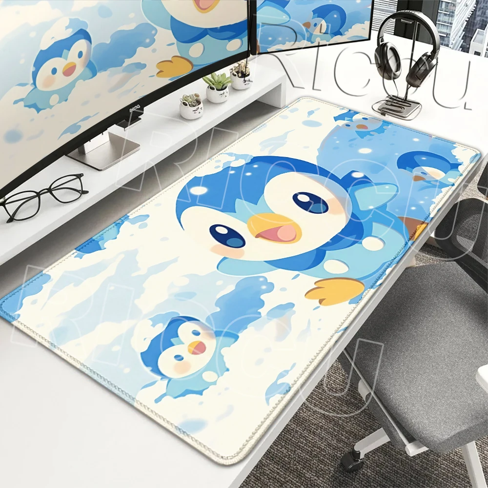 Mauspads Kawaii Extended Gamer XXL PC-Tastatur-Schreibtischunterlage Rutschfester Teppich Gummierte Kantenversiegelung Gaming-Büroteppich Pokemons Piplup Pad