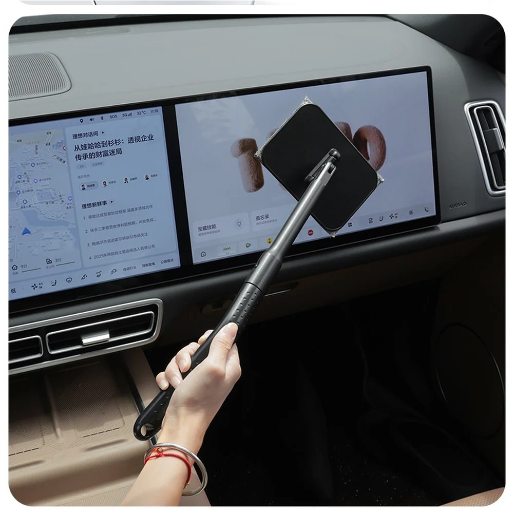 

Car Window Defogger Cleaner Kit With Detachable Handle Super Soft Microfiber 180° Rotatable Head FOR WINDOWS, Mirrors, And Home