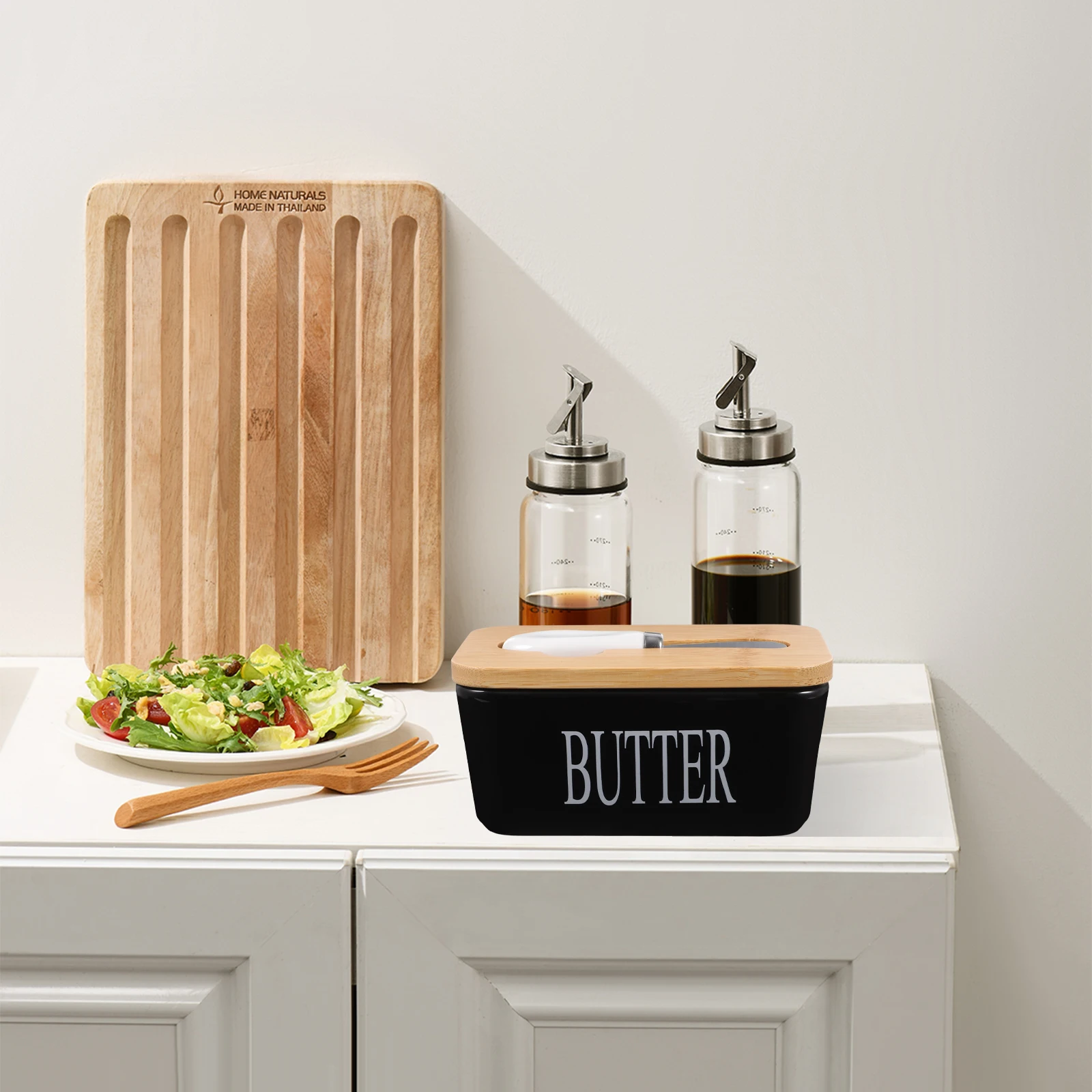 

1 комплект, 1 комплект, керамический ящик для хранения с нарезкой, кухонная посуда, контейнер для масла для домашнего использования, коробка для масла с крышкой