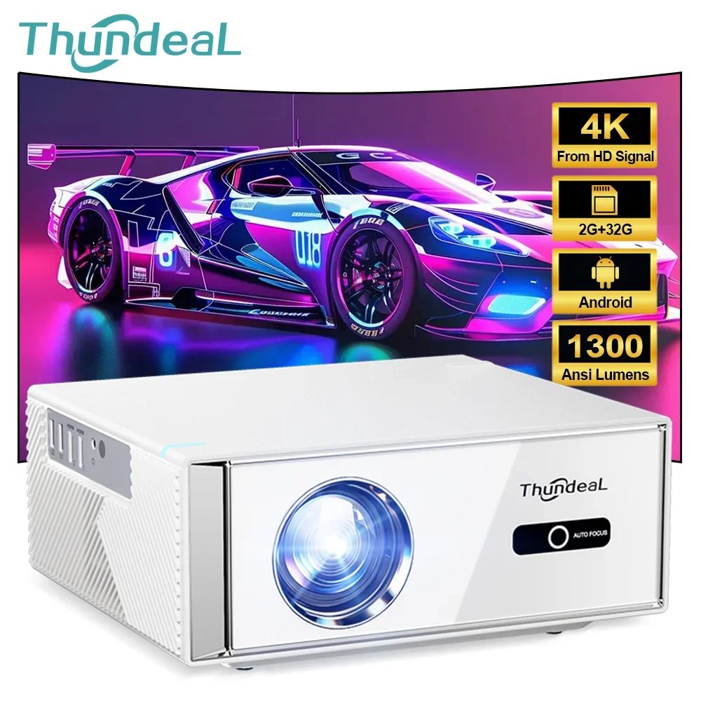 ThundeaL TD95W FHD Portable Projector Full HD 1080P 4K 1300 Ansi WiFi Android Mini Beam Projector TD95 Video Movie Home Theater