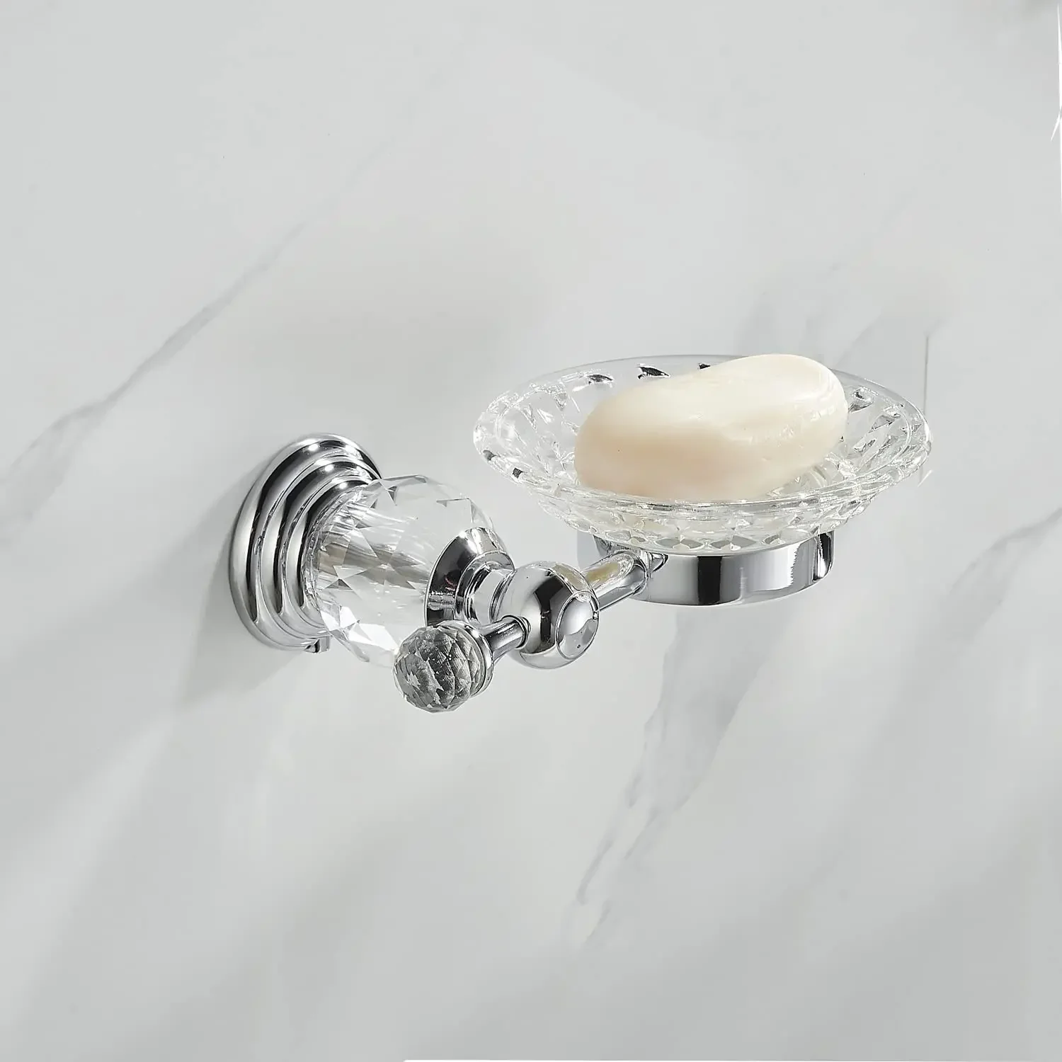 

Crystal Shower Soap Holder, Polished Chrome Dish and Sponge Holder Silver Saver Tray Stainless Steel Wall Mounted