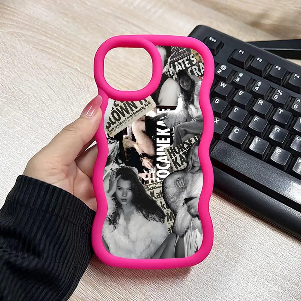 

Cool Kate Moss Mobile Phone Case for iPhone 17 16 15 14 13 12 11 Air Pro Max Plus Wavy Edge TPU Colorful Cover Pretty Cover