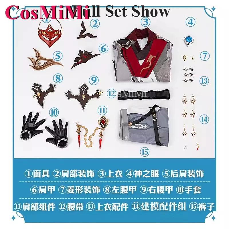 CosMi juego Genshin Impact Tartaglia disfraz de Cosplay moda guapo uniforme para batalla conjunto completo ropa de juego de rol para fiesta de Carnaval