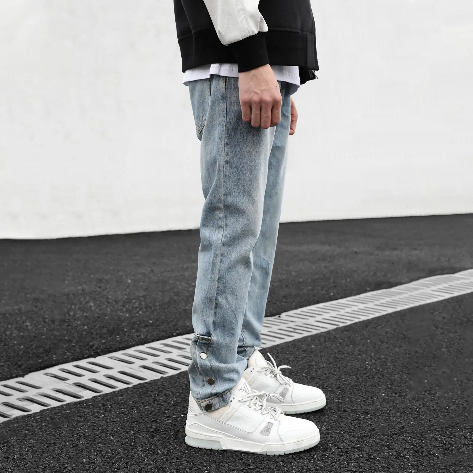 

2023 New Spring Casual Clothing Men's Slim Straight Jeans Simple Fashion Men's Fit Cotton Stretch Nostalgic Denim Jeans C07