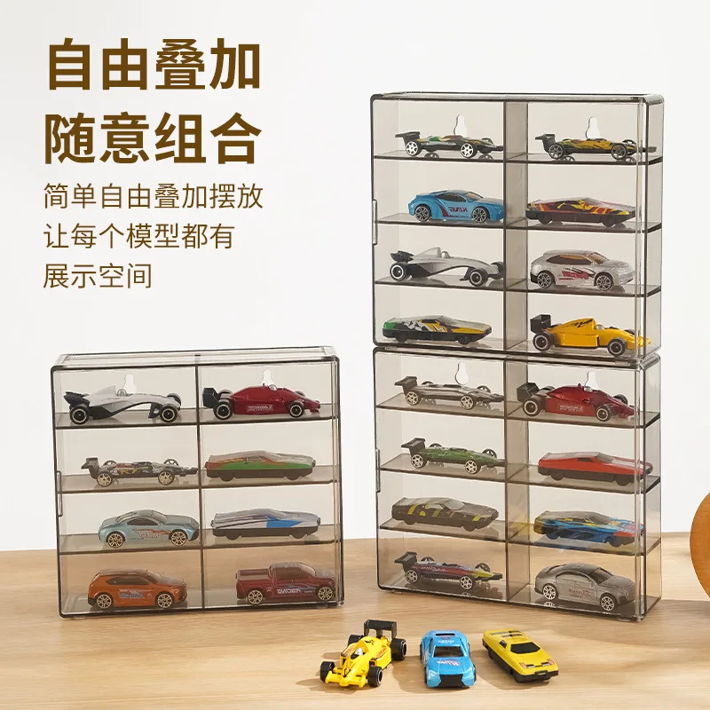 8 Grids Acrylic Display Case 1:64 Hot Wheels Tomica Matchbox Car Model Storage Rack Dustproof Stackable Wall Mounted Display Box