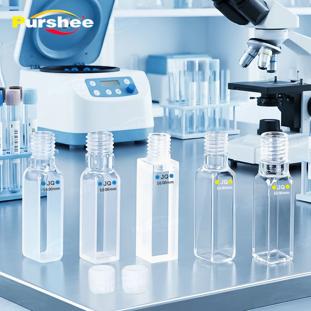 

10mm JGS1 Quartz Screw Cuvette Fused High Transmittance 2&4 Windows High Sealing Performance Laboratory Optical Analysis Cell