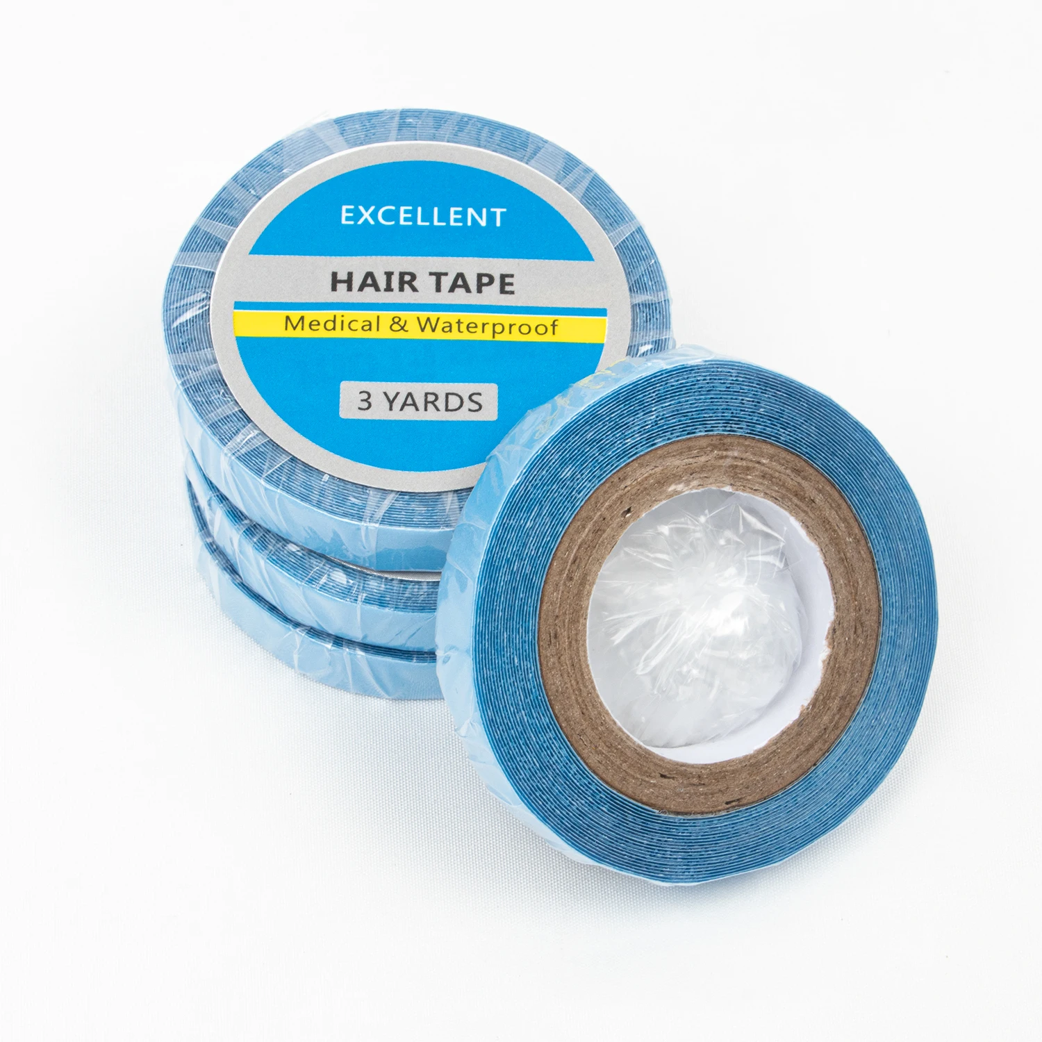 

1 2 3 5 Roll Super Hair Blue Tape Hair System Tape Double-Sided Adhesive Tape for Hair Extension Lace Wig Toupee 0.8/1CM*3 Yards