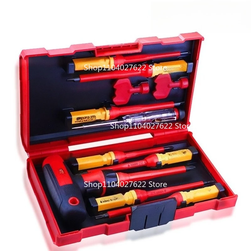 for12-piece set T-type insulating screwdriver set 1000V cross one-word rice screw batch multi-functional electrical tool