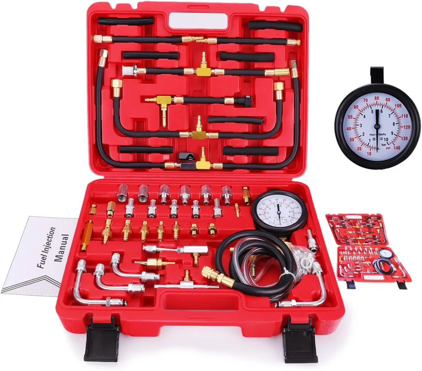 BETOOLL Pro Fuel Injection Pressure Tester Kit Gauge 0-140 PSI