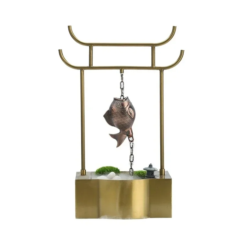 Rain chain metal ornament, koi rain chain flowing water table, suitable for office study