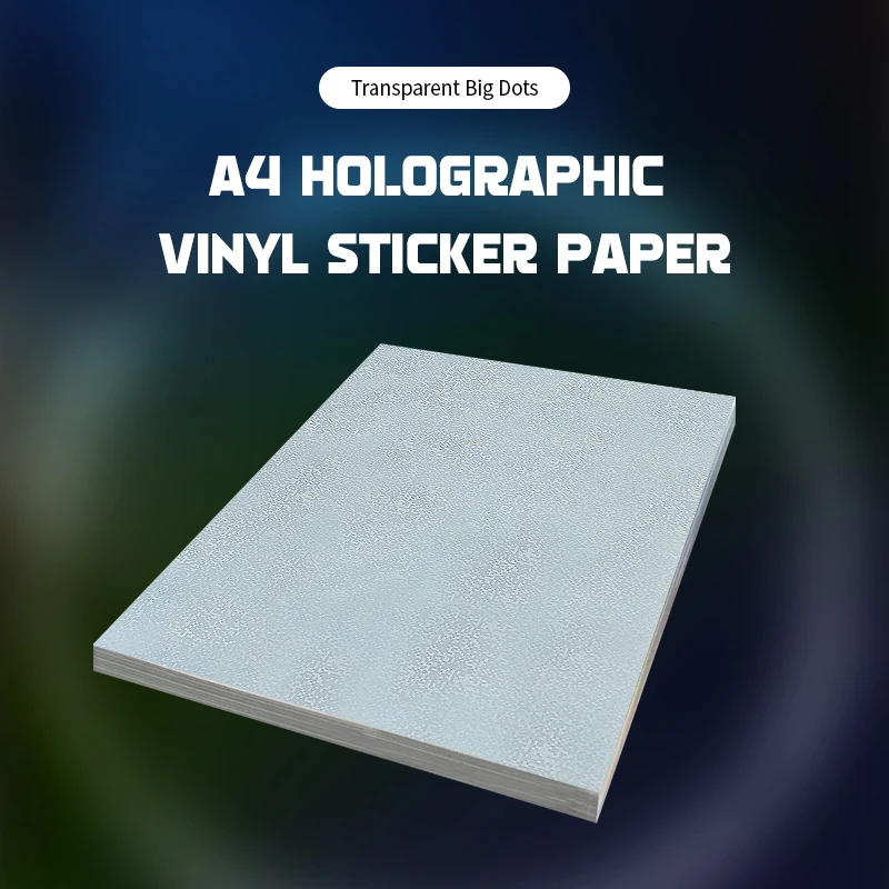 A4 Holographic Vinyl Sticker Paper Transparent Small Dots PET Adhesive Paper For Inkjet Printer Waterproof Anti-tear DIY