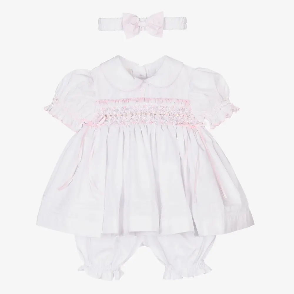 

Kids Boutique Clothes Children Vintage Light White Clothes Set For Girls Children Spanish Baby Infant Birthday Party Baptism