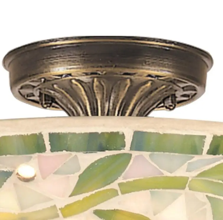 New York's Lower Town Park imported olive branch Tiffany glass inlaid mosaic ceiling lamp