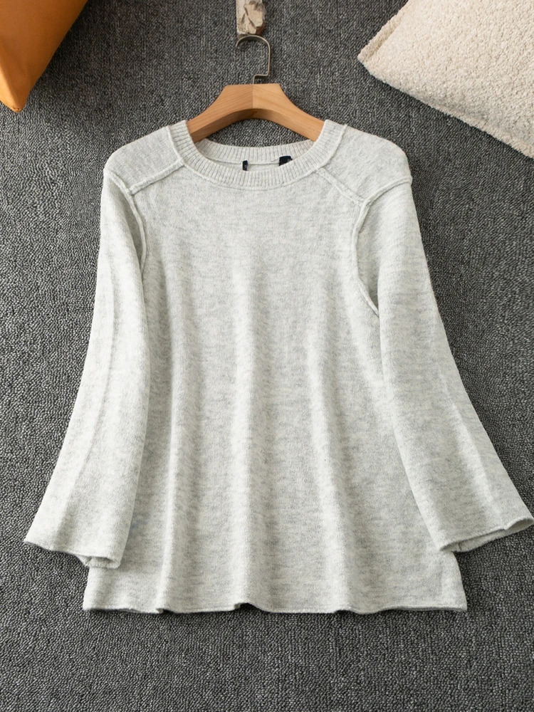 

Модный простой удобный теплый круглый вязаный свитер Ne Long Sve, весенне-осенний корейский женский пуловер, трикотаж