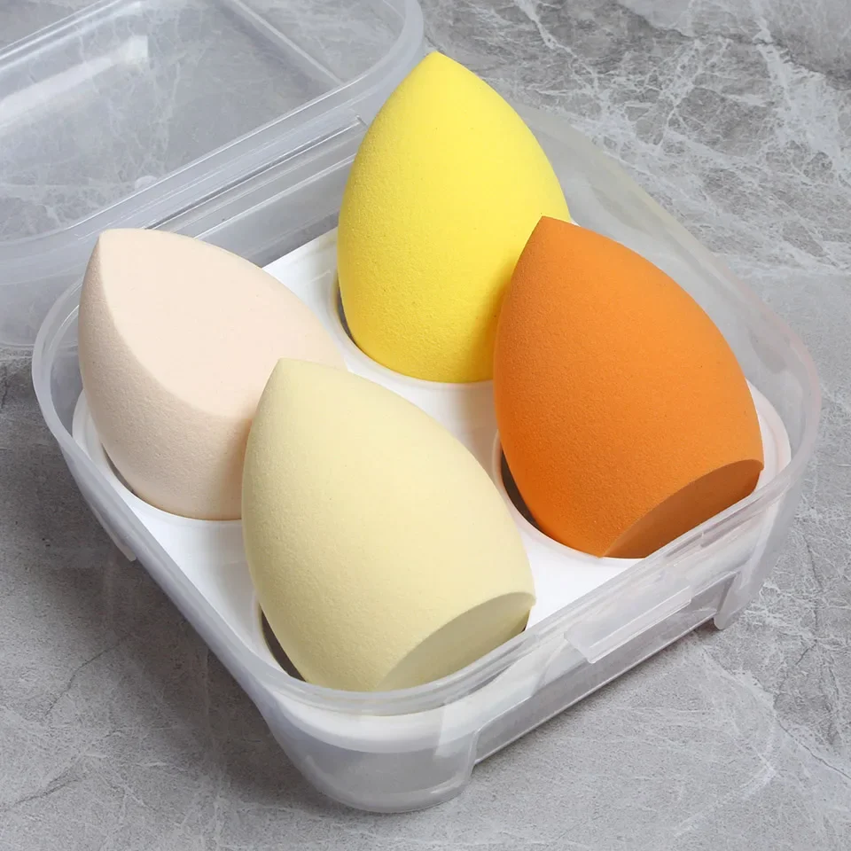 4 PCS Beauty Egg Set Water Drop Puff Makeup Puff Set Colorful Cosmestic Bevel Cut Make Up Sponge Egg Tool Wet Liquid And Dry Use