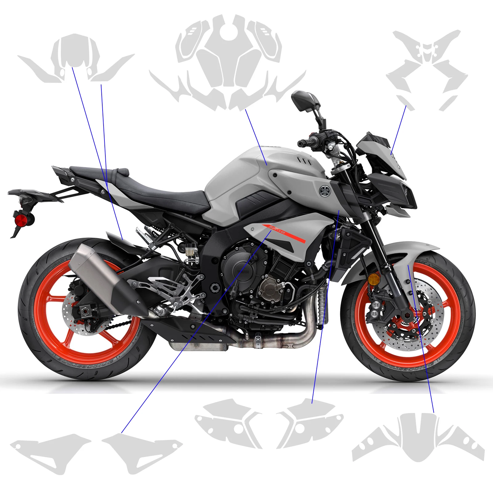 

For YAMAHA MT10 MT 10 MT-10 TPU Paint Protective Film Motorcycle PPF Accessories Body Protection Set Stickers Invisible Body Kit