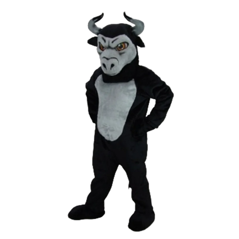 Black Fierce Bull Mascot Costume Adult Size Cartoon Character Mascotte Mascota Outfit Suit Fancy Dress Party SW672