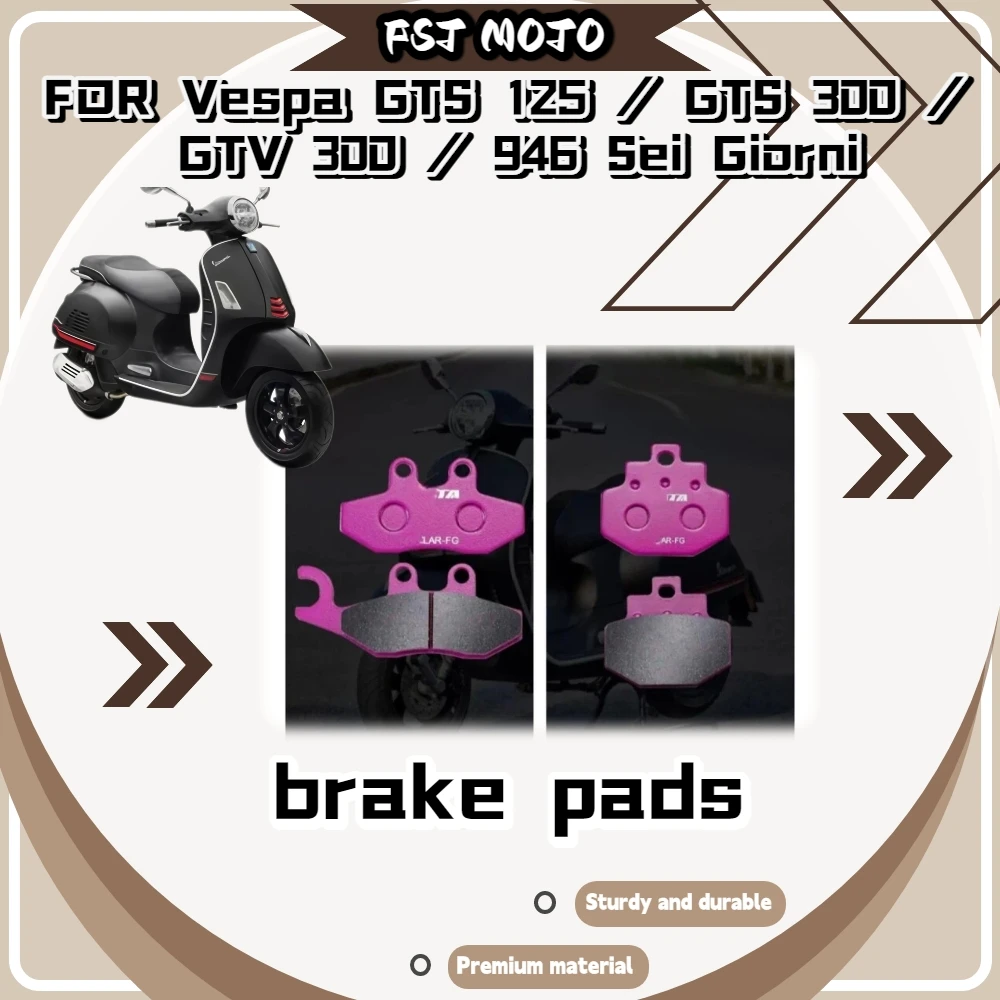 For Vespa GTV/GTS 300/125/946 sei Giorni Ceramic Brake Pads Heat Treated Backplate Multi Blends Stable All Weather Stopping
