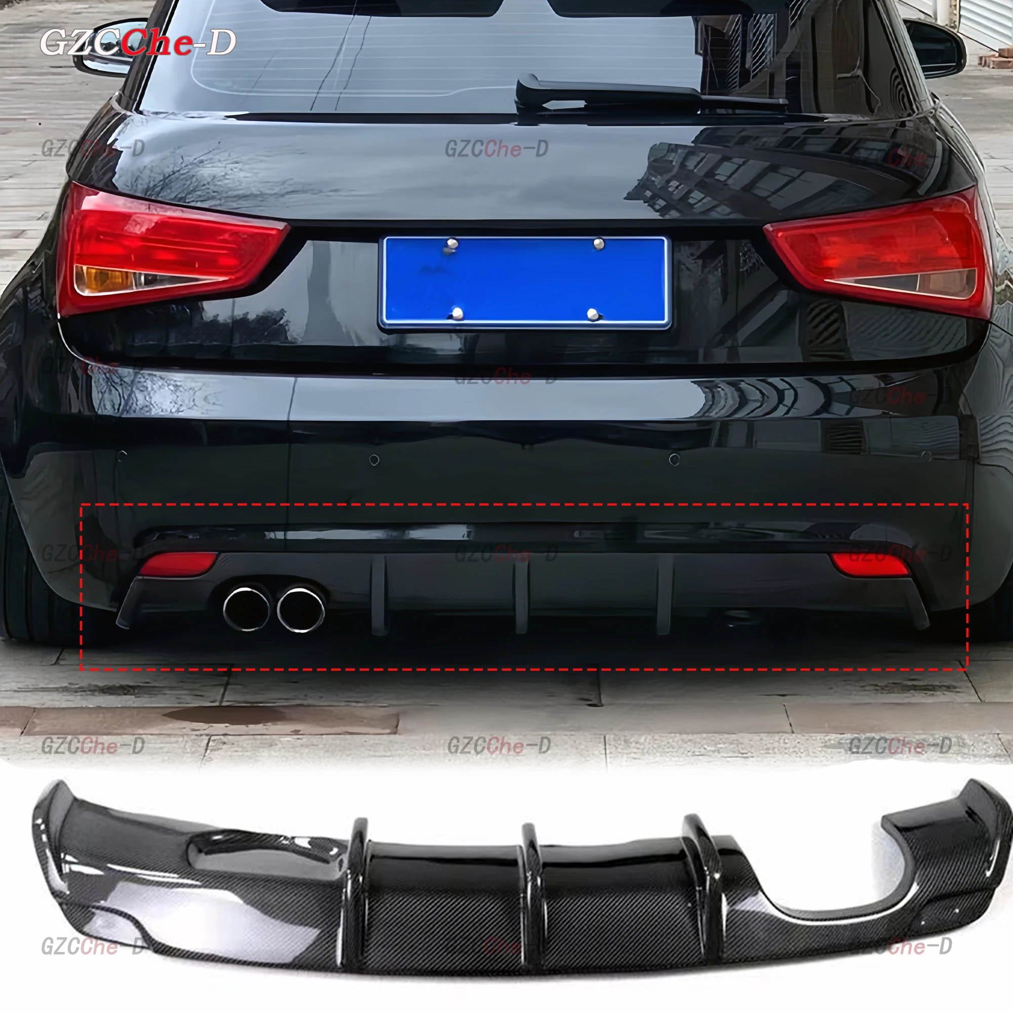 For 2011-2014 Audi A1 2-door rear lip diffuser, genuine carbon fiber bumper, single-sided dual output high-quality body kit