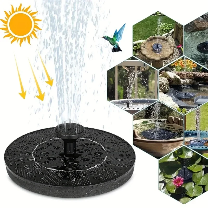 1W/1.4W/2.5W solar fountain with 6 nozzles suitable for gardens bird baths ponds swimming pools outdoor and backyard aquariums