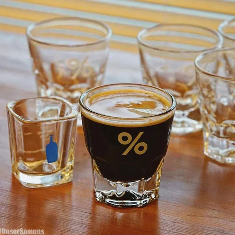 

Transparent Percent Blue Bottle Glass Cups Modern Espresso Small Measuring Mug Exquisite Coffee Utensils Kitchen Accessories