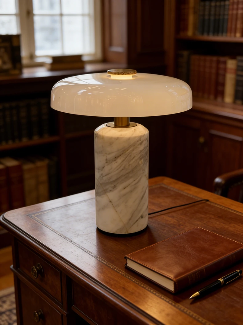 Natural White Marble Table Lamp Atmosphere Home Glass