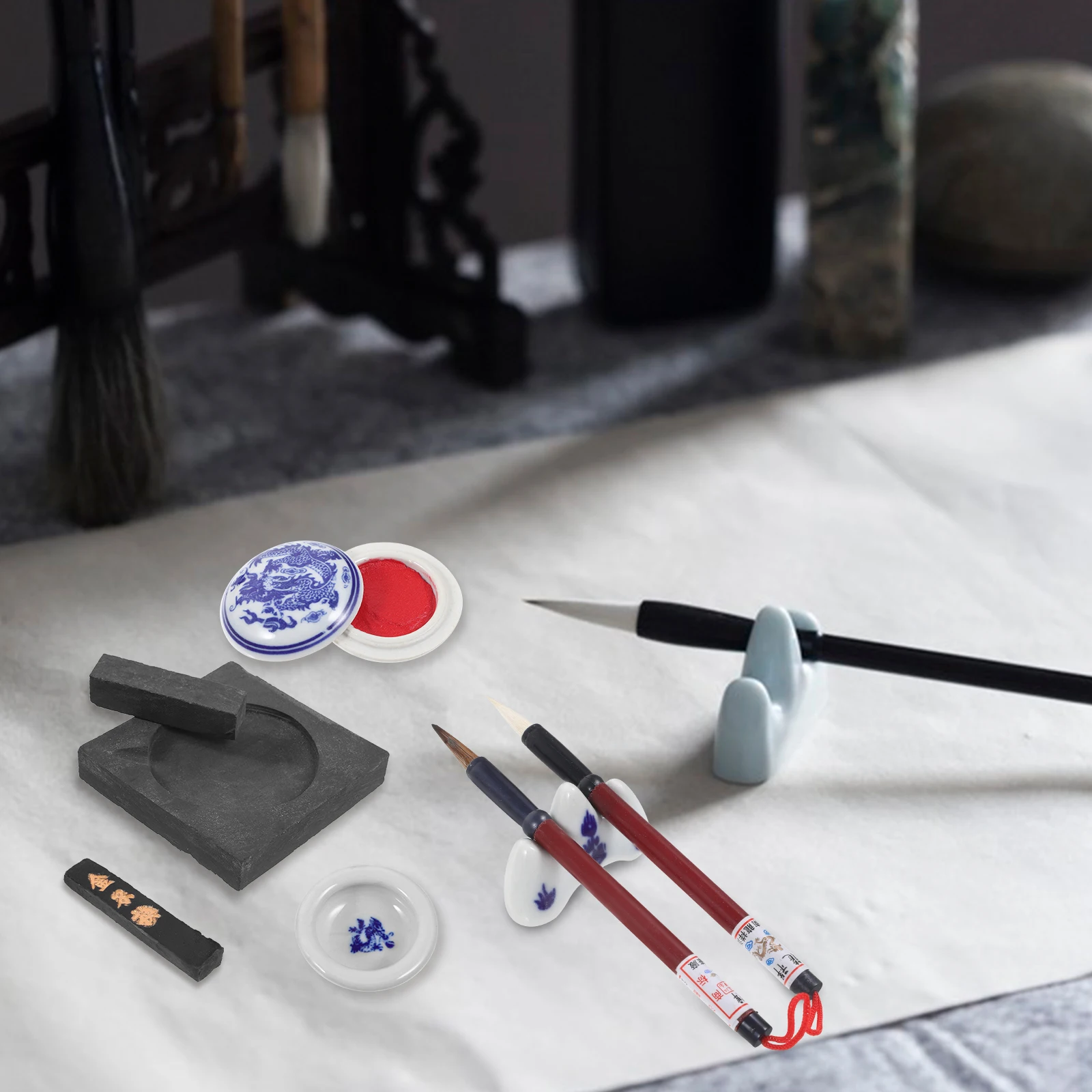 

1 Set Chinese Calligraphy Kit With Brush Pen Ink Stone For Beginners Art Supplies