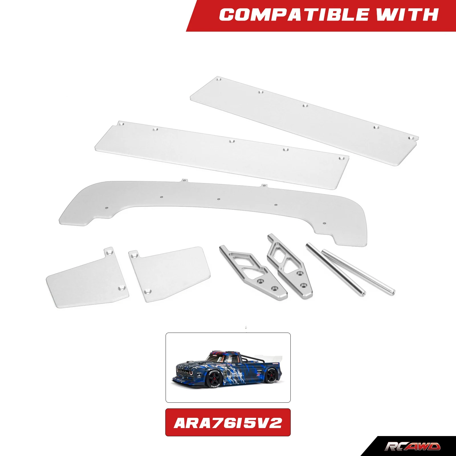 Alloy FRONT SPLITTER with Animal Bumper Guard and Side Skirt Set for Arrma 1-7 6s Infraction cars hopups upgrade parts