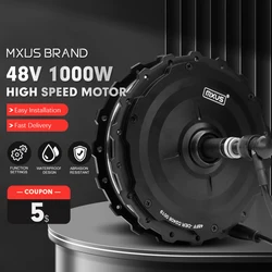 MXUS Brand Ebike Hub Motor 48V 1000W ebike High Speed Rear Brushless Gear Hub Motor Wheel For Electric Bike Conversion Kit