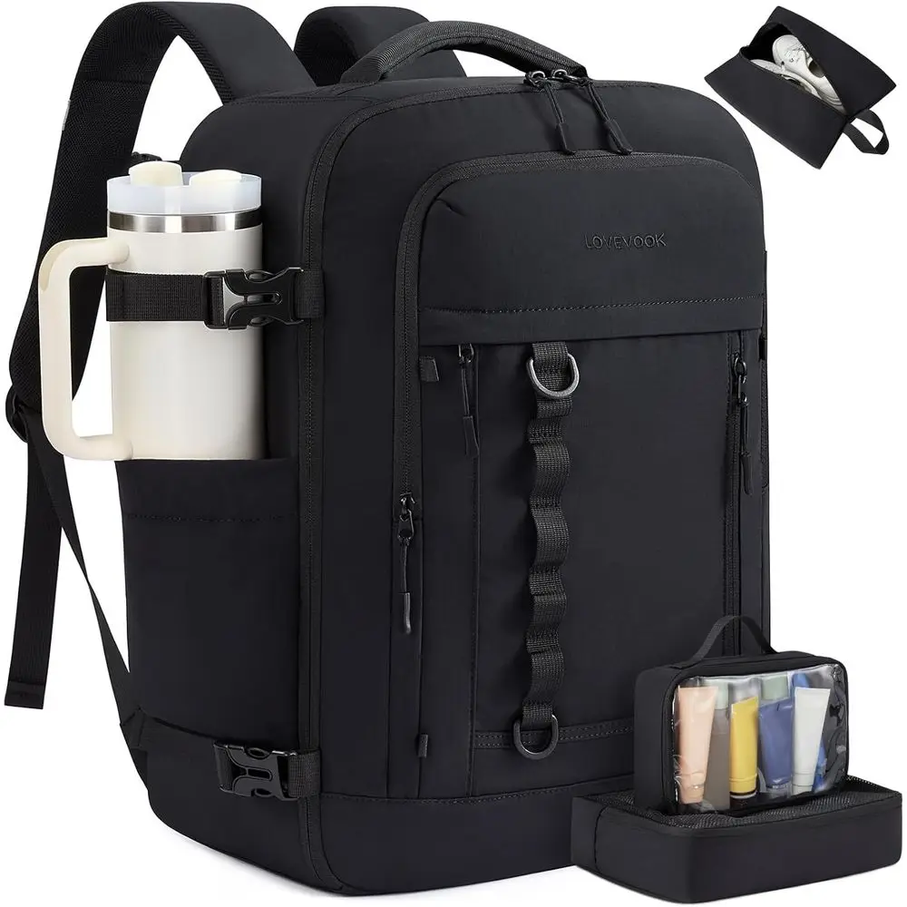 

40L Waterproof Carry-On Backpack for Men and Women, Perfect for Travel and Work, with 3 Packing Cubes and TSA Approved Laptop Co