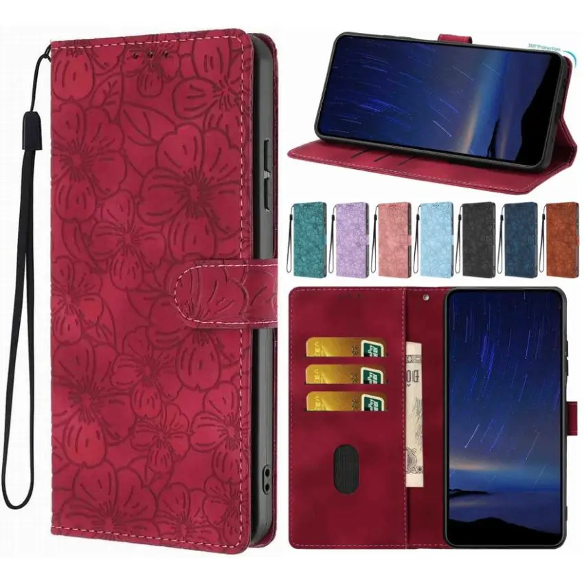 

Pop Cute Cherry Blossoms Case For Samsung Galaxy S6 S26 S25 Edge S24 S23 S21 FE S22 Plus Ultra Woman Girl Cash Wallet Phone Cove