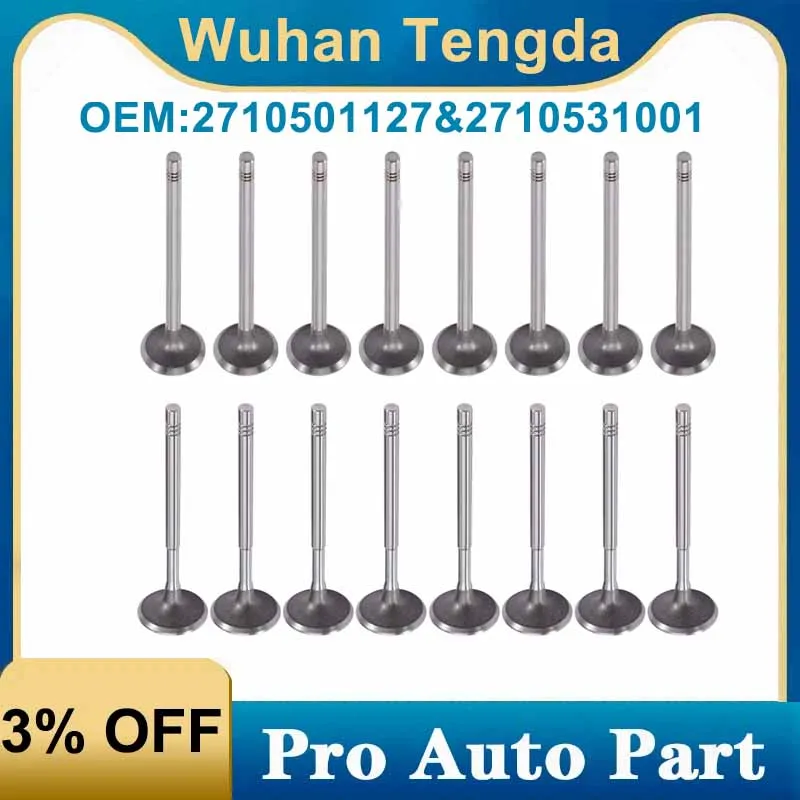 XUZHIANG 8x Intake + 8x Exhaust Valves 2710531001, 2710501127 for Mercedes W204 W212 C250 E250 C180 CGI SLK200