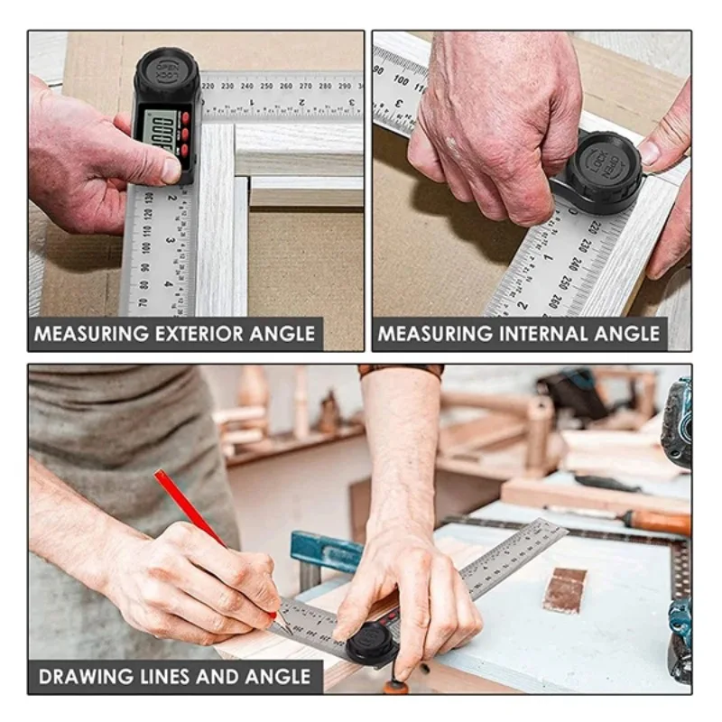 2-In-1 Digital Protractor Angle Ruler 200mm (8 Inches)  And Length Measurement For Home Improvement, Carpentry, Workshops