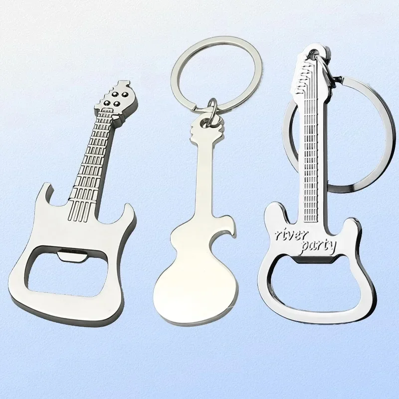 Zinc Alloy Guitar Beer Bottle Opener with Keychain Personalized Logo for Promotion Gift