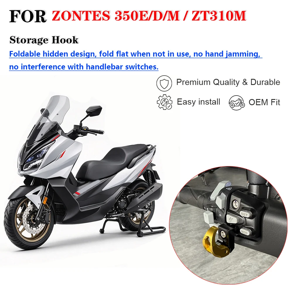 Motorcycle Foldable Front Luggage Hook CNC Aluminum Handlebar Helmet Bag Hanger Modified Accessories For ZONTES 350E 350D 350M Z