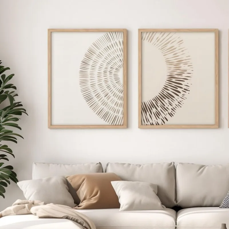 

2pcs Beige Boho Gallery Canvas Wall Art Posters, Frameless Modern Wall Art Pictures for Living Room and Bedroom Decortions Gifts