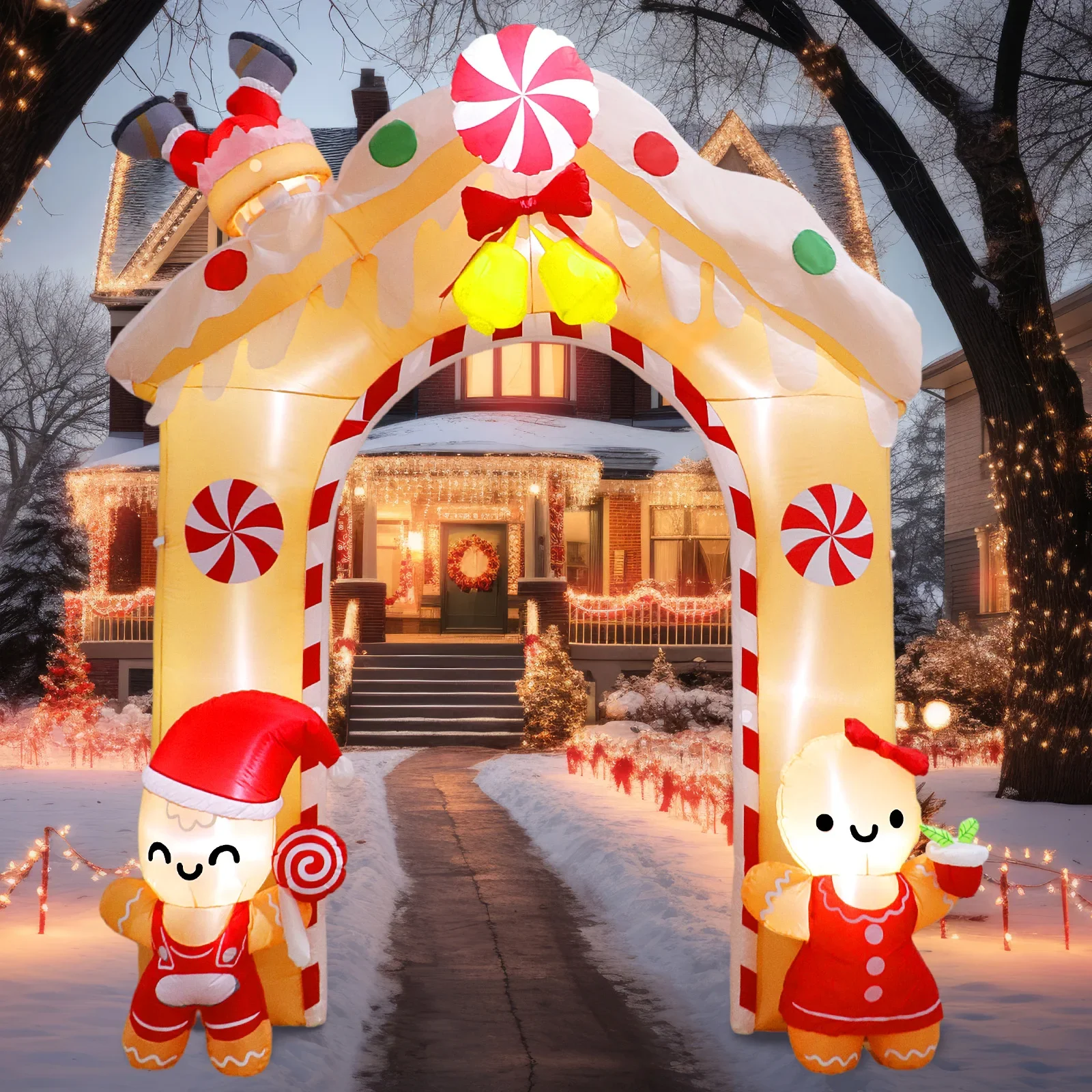 

Ourwarm Outdoor Inflatable Christmas Archway 10FT Navidad Gingerbread Man Inflatable Yard Decoration Christmas