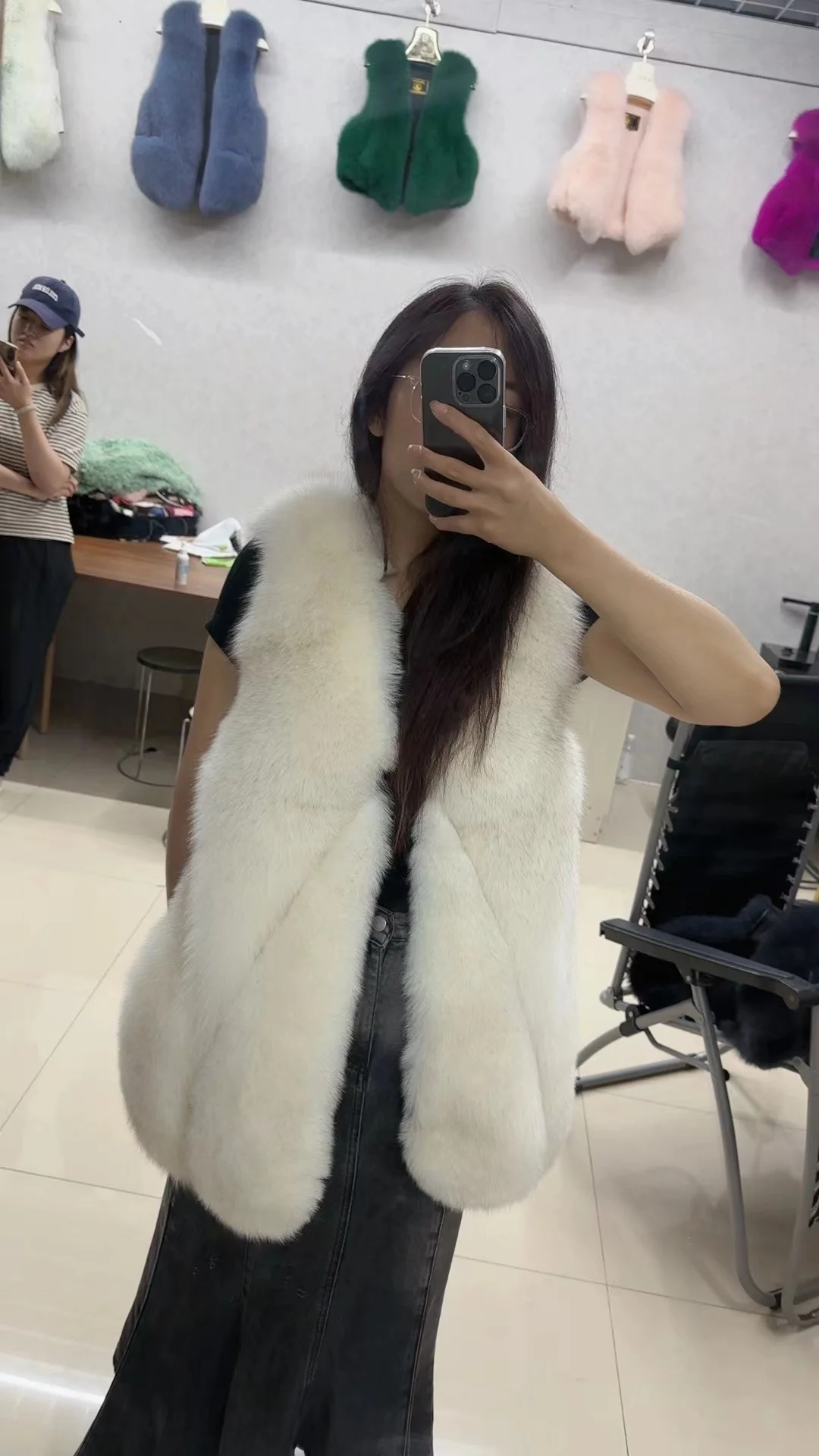 New winter hot style full leather fox fur genuine fur coat large water drop vest genuine leather vest mid-length light luxury