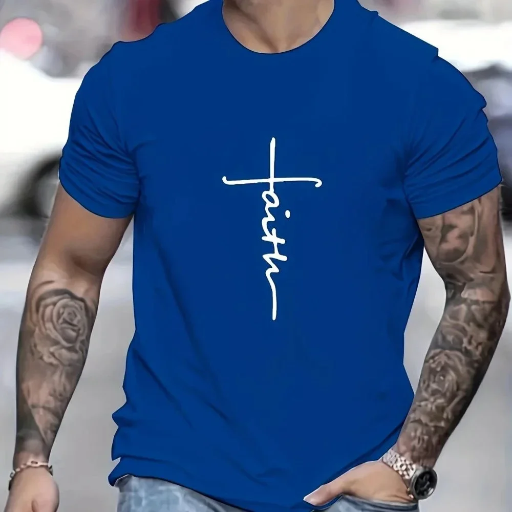 2024 Cross Graphic T-Shirt For Mens Short Sleeve Tops Oversized Summer Harajuku Clothing Casual Boys TShirts Street Shirts Tees