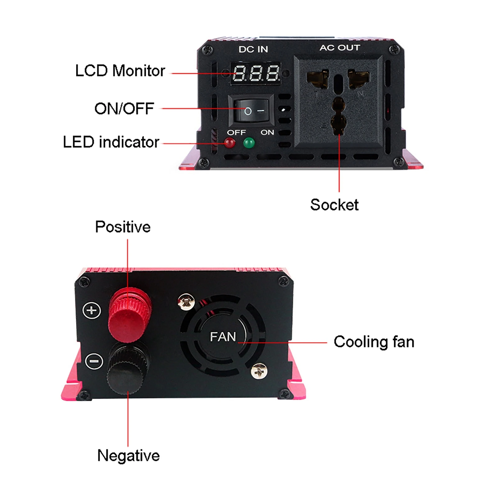 Transformer Power Converter Pure Sine Wave Inverter DC 12V To AC 220V Voltage 1000W 1600W 2200W 3000W Solar Car Inverter Adapter