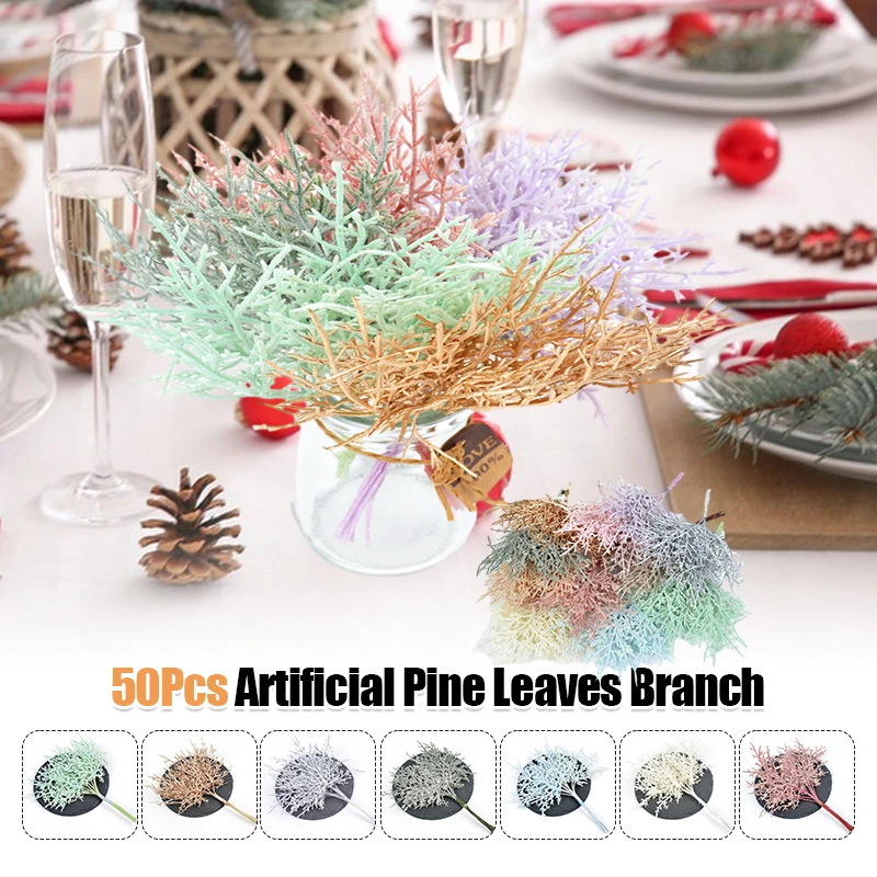 

Artificial Christmas Flower Pine Leaves Branch Plant Grass Decor 5 Bundle Handmade DIY Hair Hat Accessories Rime