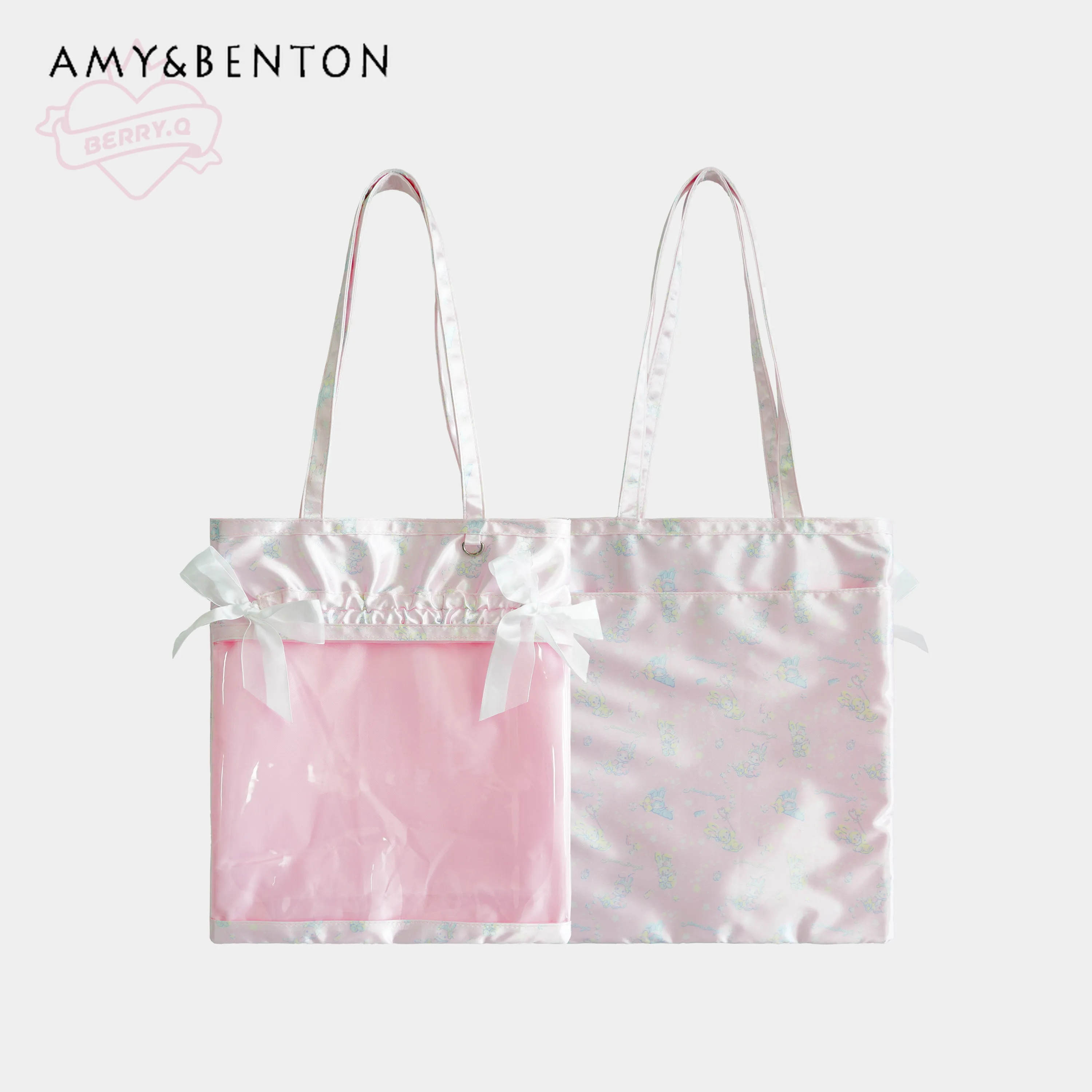 

Японская сумка-итабэг в студенческом стиле с завязками и лентами, милая атласная сумка через плечо для женщин, повседневная универсальная вместительная модная сумка